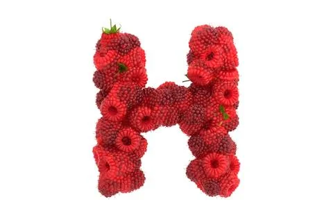 Raspberry letter H on white background Stock Illustration