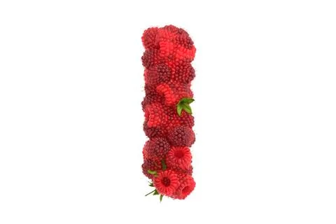Raspberry letter I on white background Stock Illustration