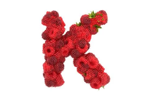 Raspberry letter K on white background Stock Illustration