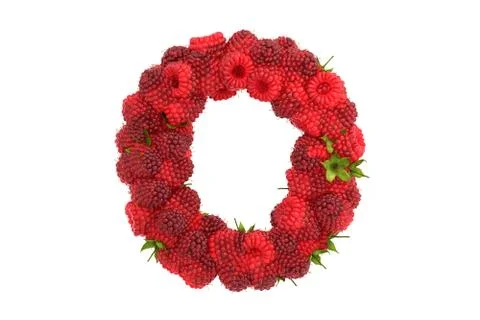 Raspberry letter O on white background Stock Illustration