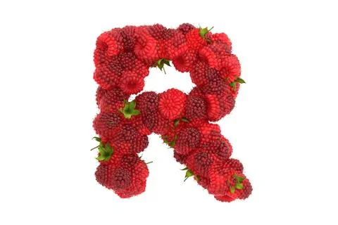 Raspberry letter R on white background Stock Illustration
