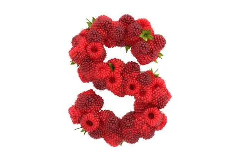 Raspberry letter S on white background Stock Illustration