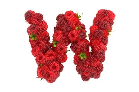 Raspberry letter W on white background Stock Illustration