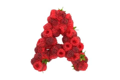 Raspberry letter A on white background Stock Illustration