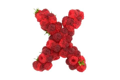 Raspberry letter X on white background Stock Illustration