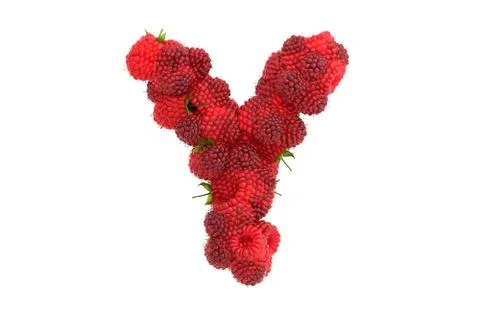 Raspberry letter Y on white background Stock Illustration