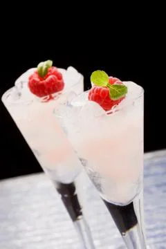 Raspberry liqueur Stock Photos