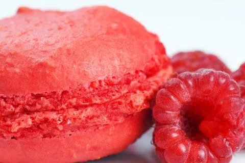 Raspberry macaron Stock Photos