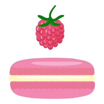 Raspberry macaroon icon cartoon vector. Cake french Stock Illustration