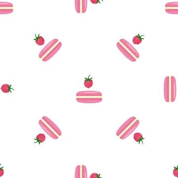 Raspberry macaroon pattern seamless vector Illustrazione stock