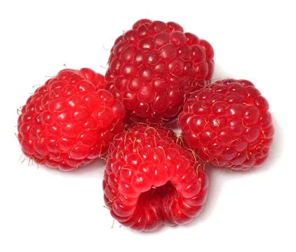 Raspberry macro isolated on white background Stock Photos
