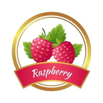 Raspberry marmalade jam sticker. Home canning, sweet jam from red berries vector Stockillustratie