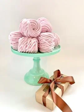 Raspberry marshmallow, zephyr, Stock Photos