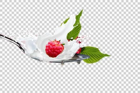 Raspberry in Milk Splash on Spoon Illustrazione stock