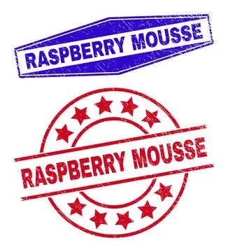 RASPBERRY MOUSSE Grunged Seals in Circle and Hexagon Shapes Stock Illustration