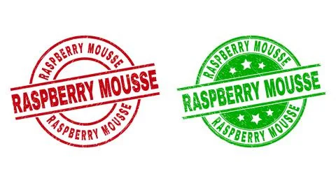 RASPBERRY MOUSSE Round Seals Using Scratched Style 스톡 일러스트