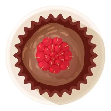 Raspberry muffin icon, cartoon style Stock Illustration