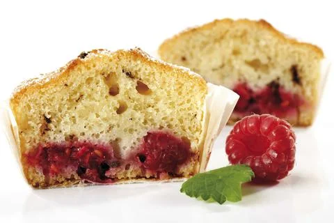 Raspberry muffins, close-up Stock Photos