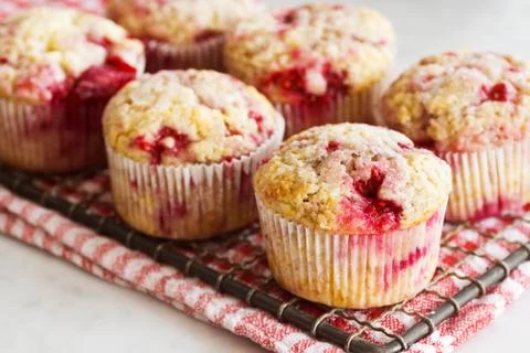 Raspberry Muffins on Cooling Rack Stock Photos