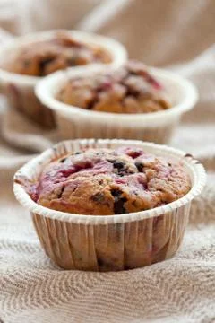 Raspberry muffins Stock Photos