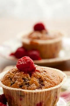 Raspberry muffins Stock-Fotos
