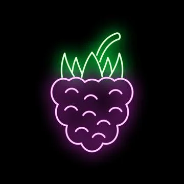 Raspberry neon light glowing food icon design Stock Illustration