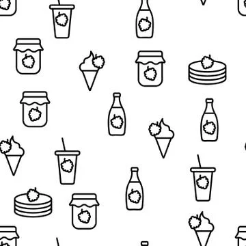 Raspberry Nutrition Vector Seamless Pattern Stock Illustration