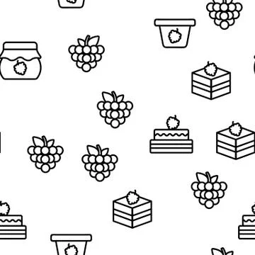 Raspberry Nutrition Vector Seamless Pattern Stock Illustration
