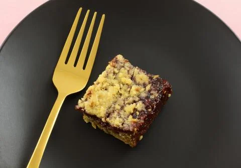 Raspberry oat snack bar Stock Photos