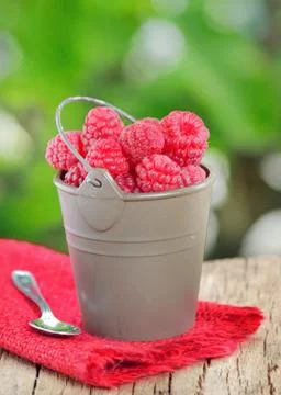 Raspberry on old wood Stock Photos