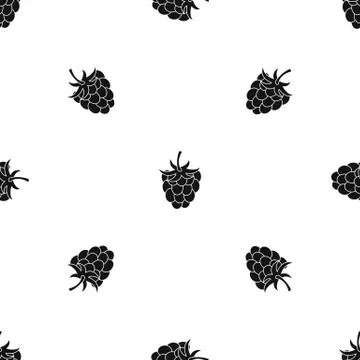 Raspberry or blackberry pattern seamless black Stock Illustration