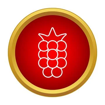 Raspberry outline icon in red gold button Stock Illustration