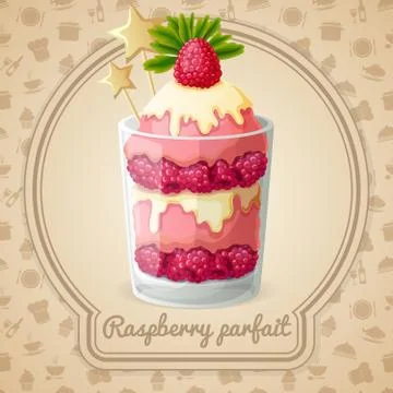 Raspberry parfait emblem Stock Illustration