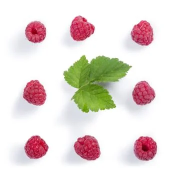 Raspberry pattern isolated on white 스톡 사진