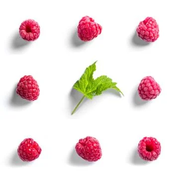 Raspberry pattern isolated on white 스톡 사진