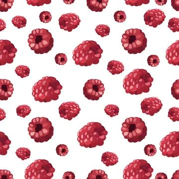Raspberry pattern seamless with red berries on white background for food or.. Illustrazione stock