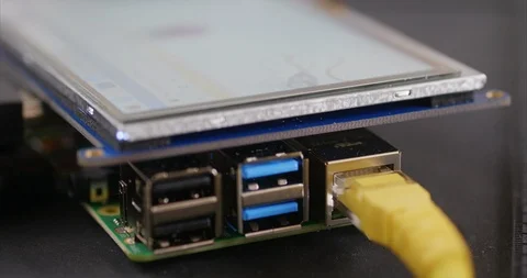 Raspberry Pi 4 with 5 inch touchscreen display Stock Footage 112977565