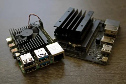 Raspberry Pi and Nvidia Jetson Microcomputers for Electrical Engineering Foto stock