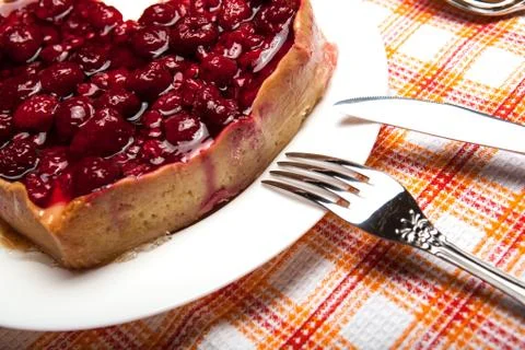 Raspberry pie in the form of heart Stock Photos