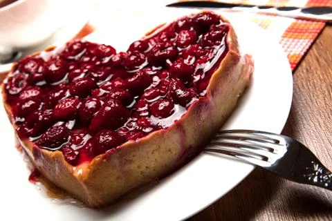 Raspberry pie in the form of heart Stock Photos