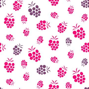 Raspberry pink and purple seamless pattern on white Stock Illustration