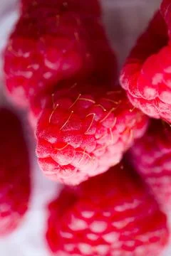 Raspberry, Pink Fruit, Close-Up, Top Down, Highly Detailed Stock Photos
