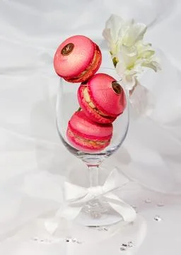 Raspberry pink macarons Stock Photos