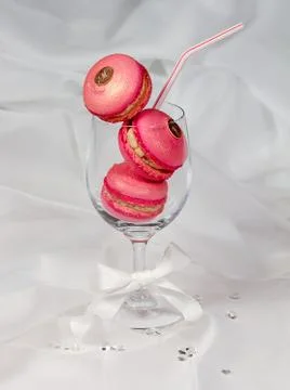 Raspberry pink macarons Stock Photos