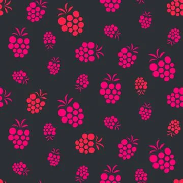 Raspberry pink on purple seamless pattern Stock Illustration