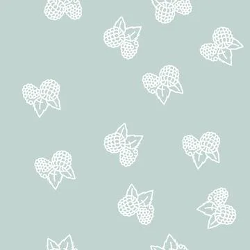 Raspberry plant leaf fresh line seamless pattern Illustrazione stock