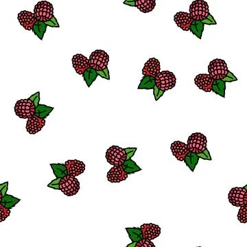 Raspberry plant leaf fresh vector seamless pattern Stock Illustration