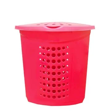 Raspberry plastic basket for washing Foto stock