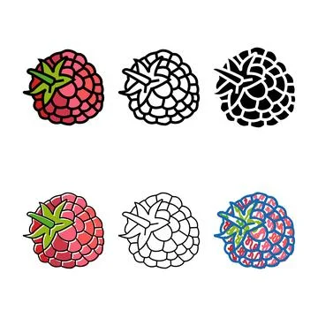 Raspberry range leaf berry color icon vector Stock Illustration