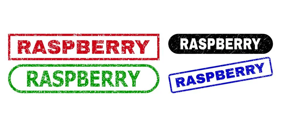 RASPBERRY Rectangle Stamp Seals with Corroded Surface 스톡 일러스트